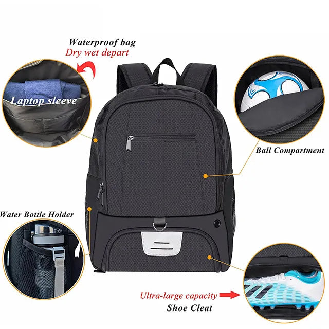Soccer Backpack – Waterproof with Ball & Shoe Compartments