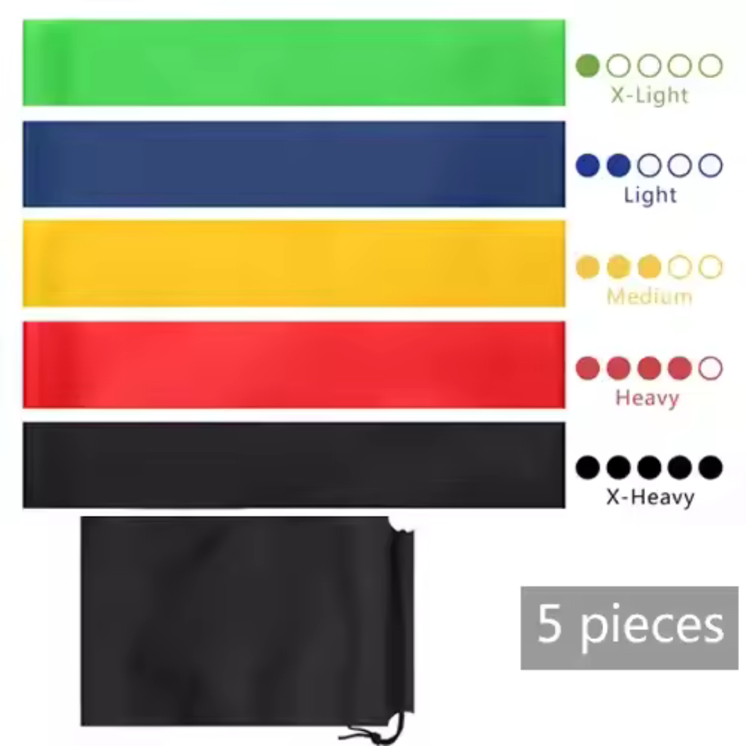 5-Pack High-Elastic Latex Resistance Bands Set
